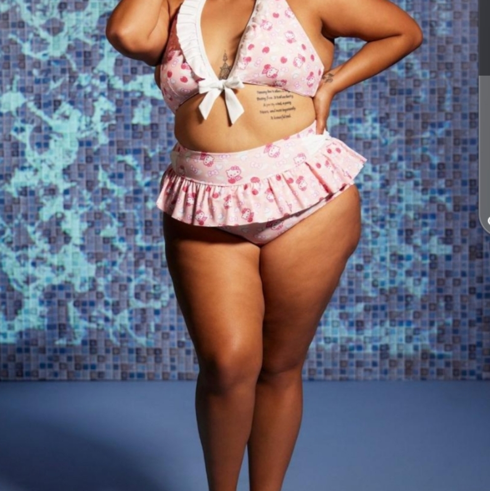 Hello Kitty Hot Topic Pink Ruffle Skirted Swim Bottoms New Tags 5X - Picture 1 of 5